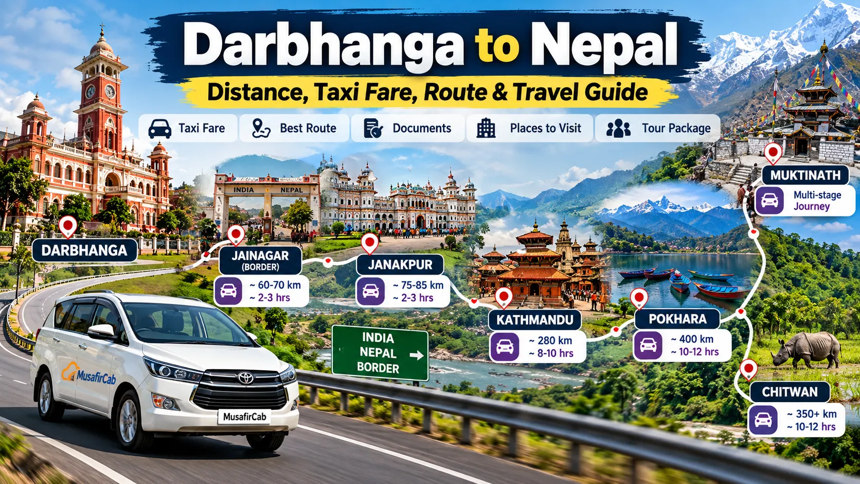 Darbhanga to Nepal Distance Taxi fare route Travel guide