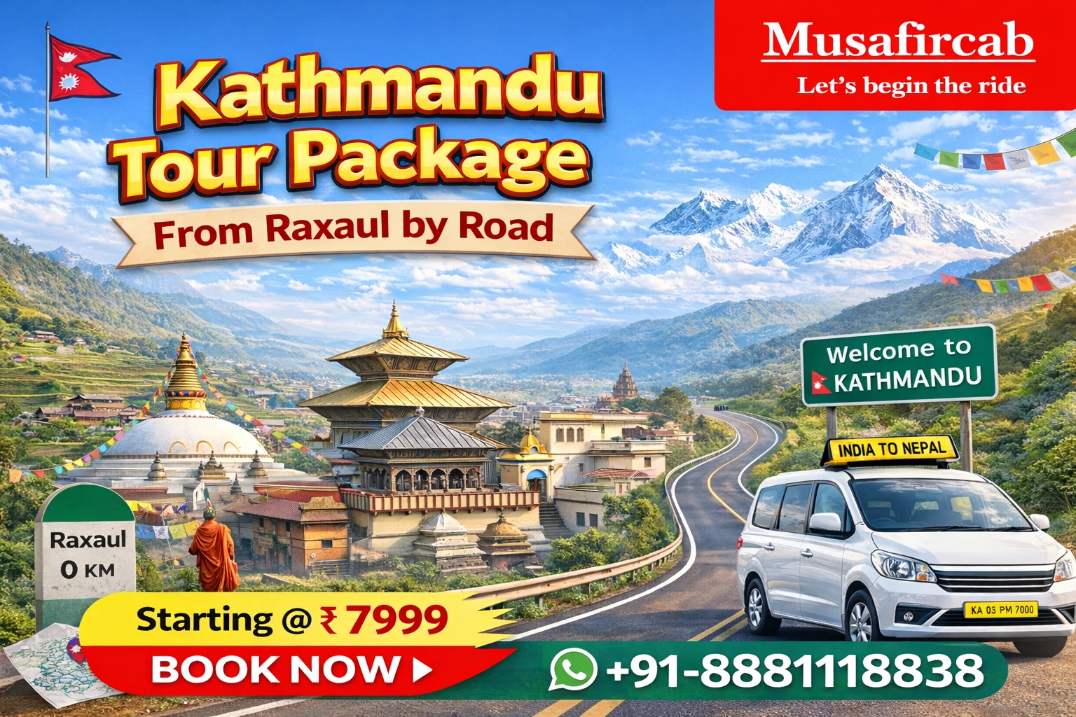 Kathmandu Tour Package from Raxaul by Road